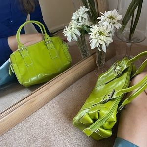 🌐 lime green 100% genuine leather handbag
